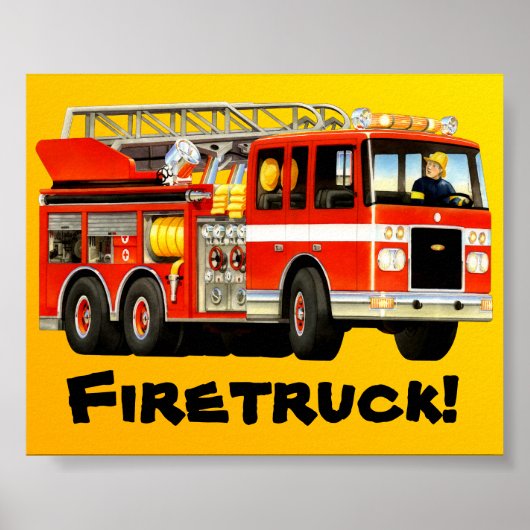 Kid's Big Red Fire Truck Poster (Vorne)