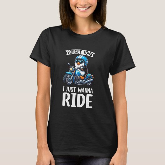 Kids Biker Motorcycle Riding Penguin Boys T-Shirt (Vorderseite)