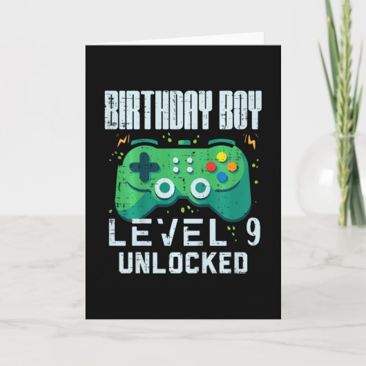 Kids Birthday Boy Level 9 Unlocked Gamer Controlle Karte (Vorderseite)