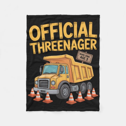 Kids Birthday Boy Three Years Old Threenager Const Fleecedecke (Vorderseite)