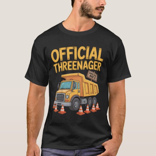 Kids Birthday Boy Three Years Old Threenager Const T-Shirt (Vorderseite)