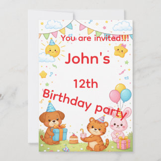 Kids birthday invitation card einladung