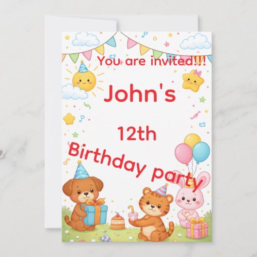 Kids birthday invitation card einladung (Vorderseite)