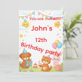 Kids birthday invitation card einladung (Stehend Vorderseite)