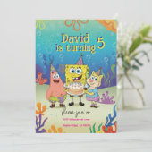 Kids Birthday Invitation cute Cartoon Sponge Theme Einladung (Stehend Vorderseite)