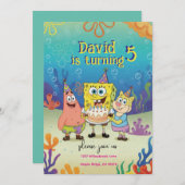 Kids Birthday Invitation cute Cartoon Sponge Theme Einladung (Vorne/Hinten)