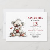 Kids Birthday Invitation Whimsical Teddy Bear Einladung (Vorderseite)