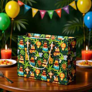 Kids Birthday Jungle Themed Gift Bag Große Geschenktüte