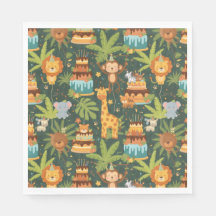 Kids Birthday Jungle Themed Napkins