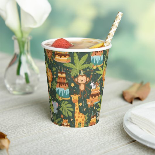 Kids Birthday Jungle Themed Paper Cups Pappbecher (In Situ)