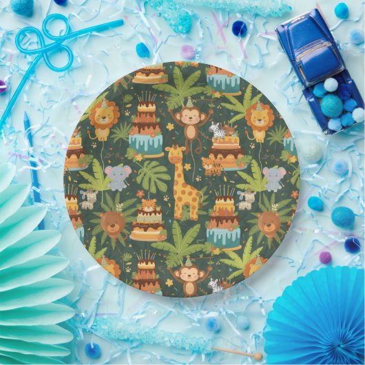 Kids Birthday Jungle Themed Paper Plates Pappteller (Party)