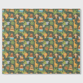 Kids Birthday Jungle Themed Wrapping Paper Geschenkpapier (Flach)