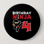 Kids Birthday Ninja - 4 Year Old Party Theme Button (Vorderseite)