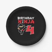 Kids Birthday Ninja - 4 Year Old Party Theme Pappteller (Vorderseite)