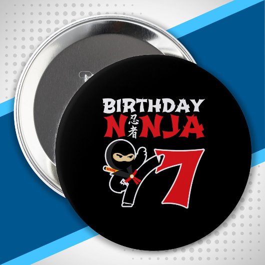 Kids Birthday Ninja - 7 Year Old Party Theme Button