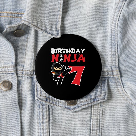 Kids Birthday Ninja - 7 Year Old Party Theme Button (Beispiel)