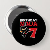 Kids Birthday Ninja - 7 Year Old Party Theme Button (Vorne & Hinten)