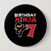 Kids Birthday Ninja - 7 Year Old Party Theme Button (Vorderseite)