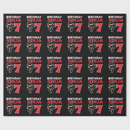 Kids Birthday Ninja - 7 Year Old Party Theme Geschenkpapier (Flach)