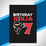 Kids Birthday Ninja - 7 Year Old Party Theme Karte<br><div class="desc">This Birthday Ninja 7 design makes a perfect gift for a 7 year old ninja birthday party. It features the Japanese symbol for Ninjutsu with a cartoon ninja doing a karate kick that the birthday boy or girl will love. This ninja birthday design for boys and girls is a perfect...</div>