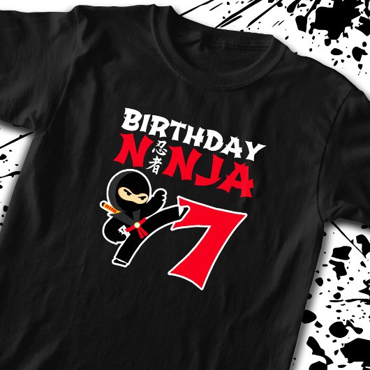 Kids Birthday Ninja - 7 Year Old Party Theme T-Shirt