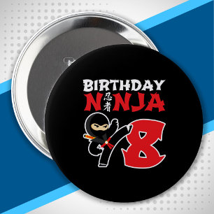 Kids Birthday Ninja - 8 Year Old Party Theme Button
