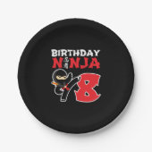 Kids Birthday Ninja - 8 Year Old Party Theme Pappteller (Vorderseite)