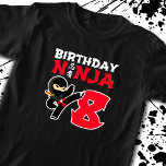 Kids Birthday Ninja - 8 Year Old Party Theme T-Shirt<br><div class="desc">This Birthday Ninja 8 Design Makes hat perfekte Gift for an 8 year old ninja birthday party. It feature the Japanese symbol für Ninjutsu with a cartoon ninja doing a karate kick that the birthday boy or girl will love. This ninja birthday design for boys and girls is hat perfekt...</div>