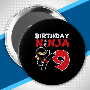 Kids Birthday Ninja - 9 Year Old Party Theme Button
