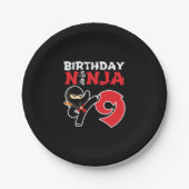 Kids Birthday Ninja - 9 Year Old Party Theme Pappteller (Vorderseite)