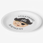 Kids Birthday Party | Fun Boy Pirate Adventure Pappteller (Schrägansicht)
