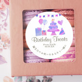 Kids Birthday Party Treats Pink Purple Runder Aufkleber