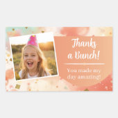 Kids Birthday Photo Thanks a Bunch Pastel Confetti Rechteckiger Aufkleber (Vorderseite)