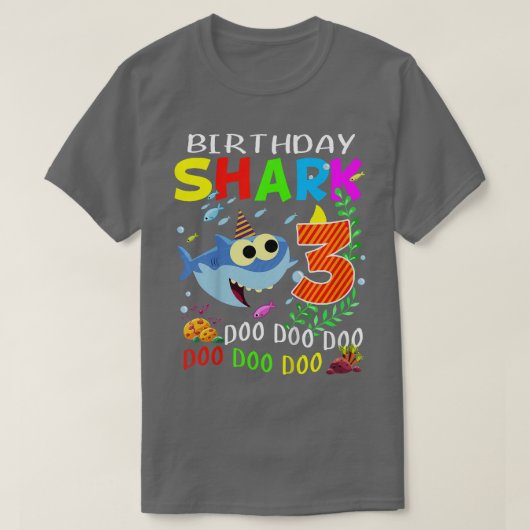 Kids Birthday Shark 3 Years Old Boys and Girls 3rd T-Shirt (Design vorne)