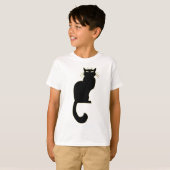 Kid's Black Cat T - Shirt Black Cat Art Kid's T-Sh (Vorne ganz)