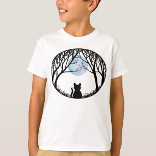 Kid's Black Cat T - Shirt Spooky Fat Cat Kid's T-S