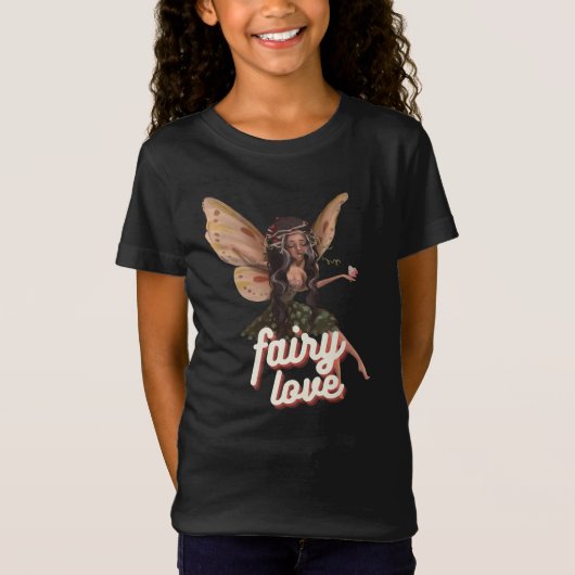 Kids Black Fairy Liebe T - Shirt (Vorderseite)