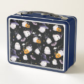 Kid's Black & Lila Illustriert Ghost Lunch Box (Rückseite)