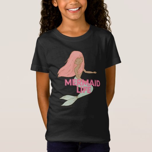 Kids Black Mermaid T - Shirt (Vorderseite)