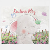 Kid's Blanket Elefant mit Vögeln Blush Bloral Fleecedecke (Vorderseite (Horizontal))