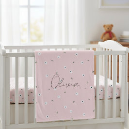 Kids' Blanket with Pink Daisies - Delicate Design Fleecedecke
