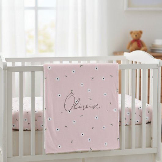 Kids' Blanket with Pink Daisies - Delicate Design Fleecedecke