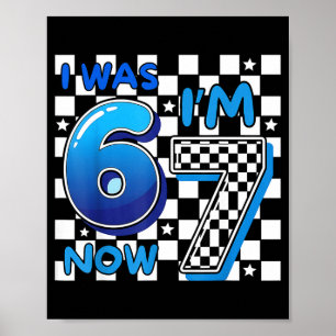 Kids Blau Kariert Ich war 6 Ich bin 7 Lustig 67 Ge Poster