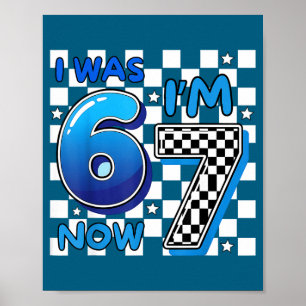 Kids blau kariert ich war 6 ich bin 7 lustig 67 Ge Poster