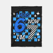 Kids Blue Checkered I Was 6 Now I'm 7 Birthday Boy Fleecedecke (Vorderseite)