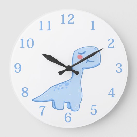 Kids Blue Dinosaurier Große Uhr (Vorderseite)