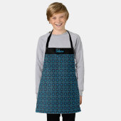 Kids' Blue Geometric Pattern Custom Name Apron Schürze (Getragen)