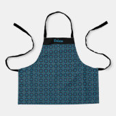 Kids' Blue Geometric Pattern Custom Name Apron Schürze (Vorderseite)