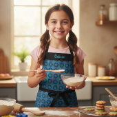 Kids' Blue Geometric Pattern Custom Name Apron Schürze