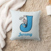 Kid's Blue Jackrabbit Monogram Letter J Kissen (Decke)
